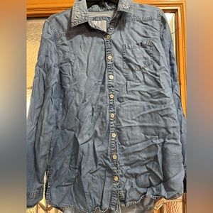 girls justice jean shirt with rhinestones on collar